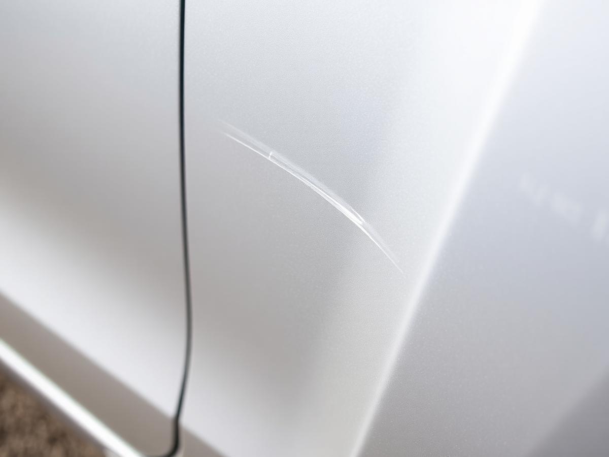 Door panel scratch repair - before
