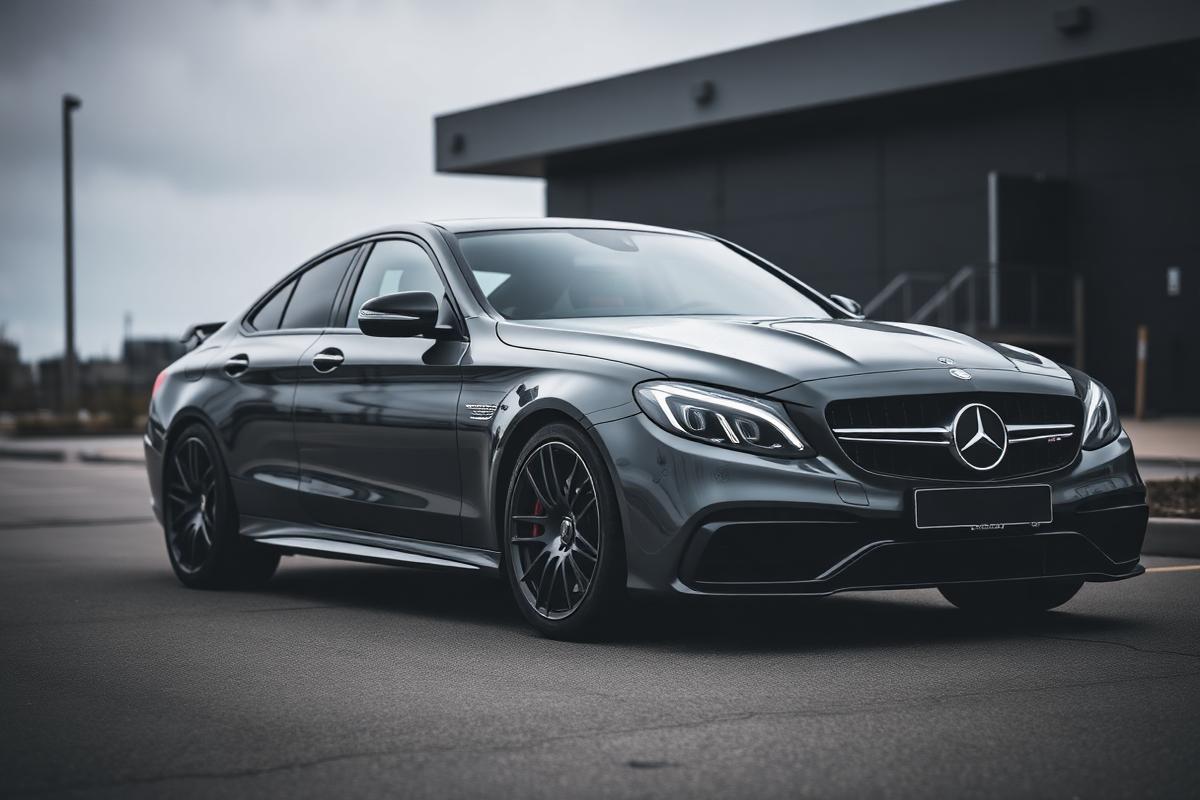 Finished dark grey Mercedes